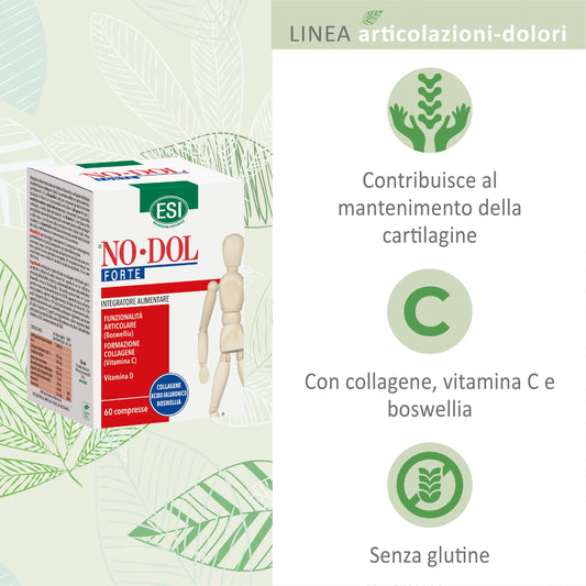 ESI NO DOL FORTE 60 Compresse - Integratore Alimentare per Funzionalità Articolare (Boswelia), Formazione Collagene (Vitamina C) e Vitamina D