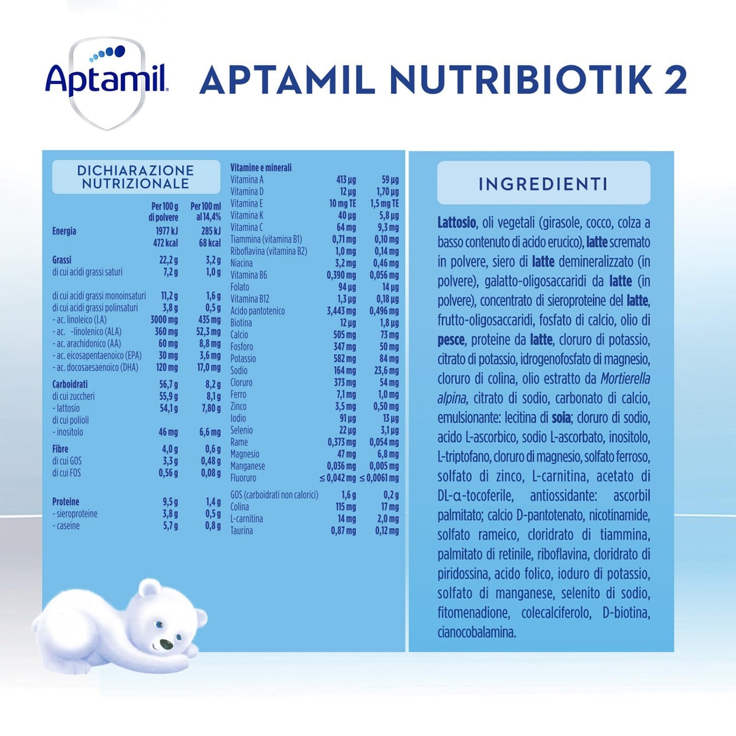 APTAMIL 2 - Latte di Proseguimento in Polvere per Neonati dai 6 ai 12 mesi - Formato Convenienza da 3600 grammi (3 confezioni da 1200g)
